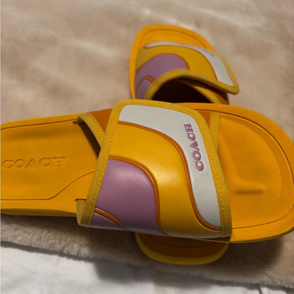 Coach Women's Paxton Sports Slide Sandals Papaya Yellow Violet Adjustable Sz 10 - Picture 7 of 10